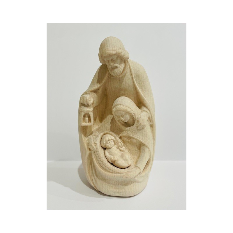 Statue de la Sainte famille en bois naturel