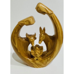 Crèche de Noël en bois d'olivier,  13.5 x10.5 cm, Bethléem, Terre Sainte