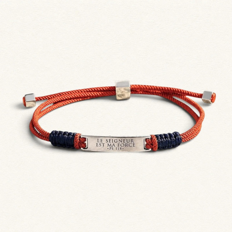 Bracelet homme « Le Seigneur est ma force » - Orange,  Fleur Nabert Créations