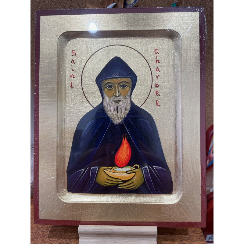 Icône Saint Charbel, fabriquée en Grèce, 14x18cm