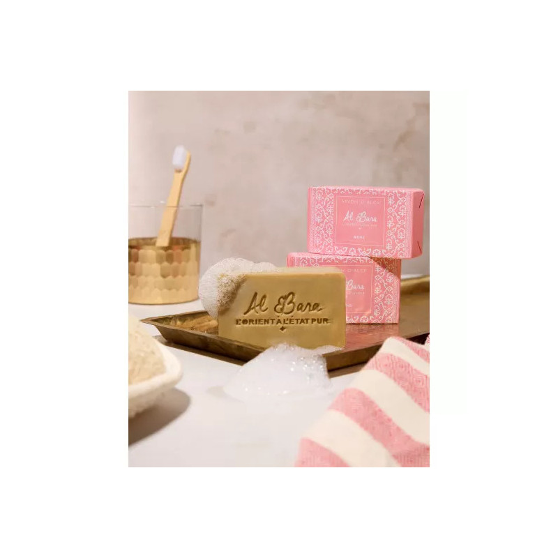 Savon d'Alep à la rose, 100g, Al Bara