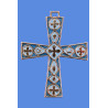 Croix bronze alpha omega bleu clair, Partant