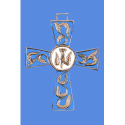 Croix bronze colombe bleu...