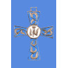 Croix bronze colombe bleu ciel,  centre blanc, Partant