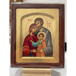 Icône Sainte Famille, cadre en bois vieilli,  Partant
