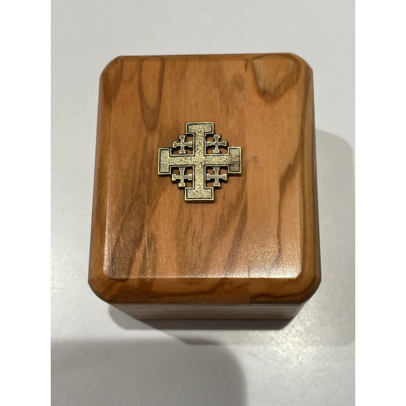 Boîte en bois d'olivier de Bethléem avec croix de Jérusalem, Partant