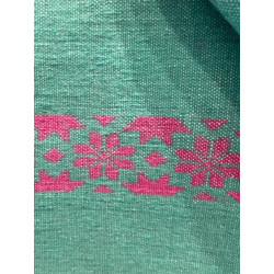 Nappe carrée d'Akhmin, Haute Egypte,  145 x 145 cm, rose motif vert, AHEED
