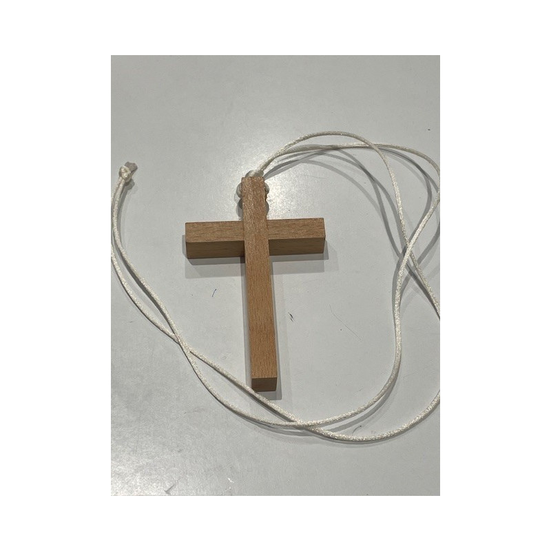 Croix aube en bois de poirier avec cordon 9cm, Partant