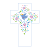 Croix en bois blanche louange avec Colombe 15x10 cm, la Ronde des Couleurs