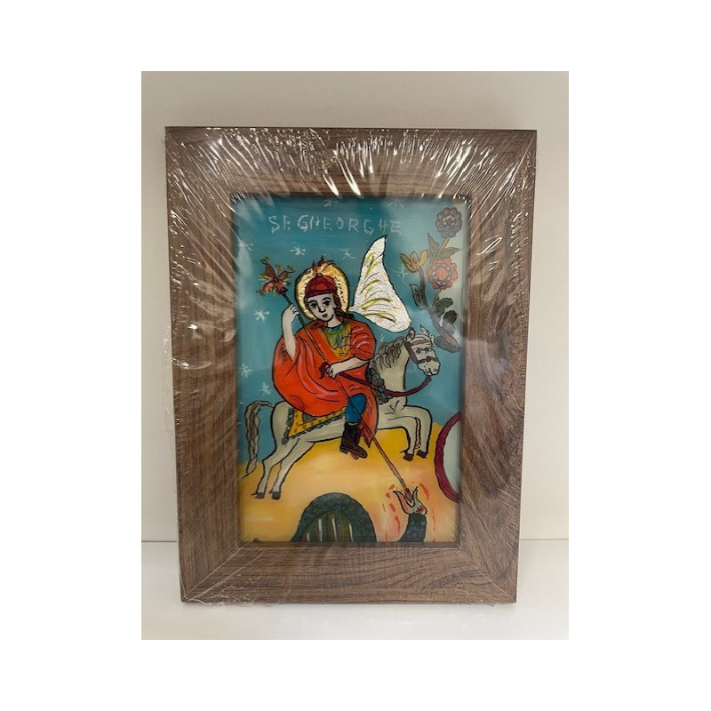 Icône peinte sur verre, Saint Georges, Georgeta Maria Iuga, Roumanie