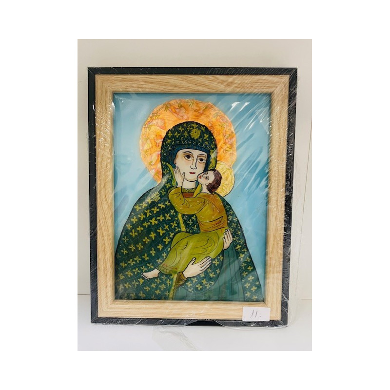 Icône peinte sur verre, Vierge à l'enfant, Georgeta Maria Iuga, Roumanie