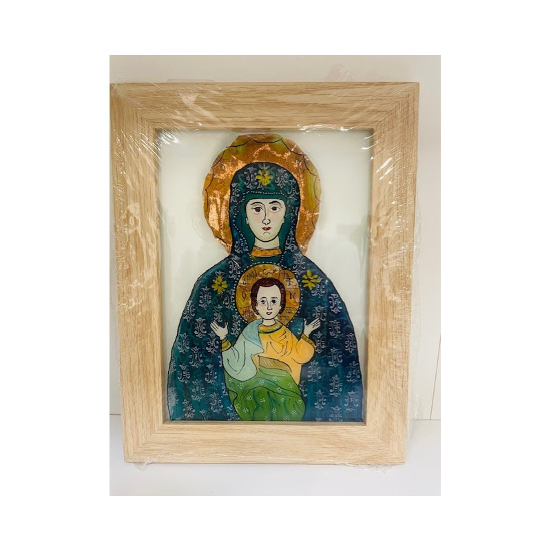 Icône peinte sur verre, Vierge à l'enfant, Georgeta Maria Iuga, Roumanie