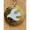 Médaillon en bronze d'art, colombe, 5.5 cm de diamètre, Abbaye Bénédictine