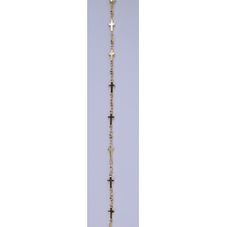 Bracelet en plaqué or avec 7 croix et 7 perles,  18cm, partant
