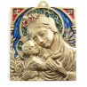 Icône de bronze, Vierge de tendresse,  bronze et émaux, 9 x10 cm, Les Tailleurs d'Images