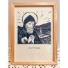 Saint Charbel , A5, avec encadrement en bois, Des Saints Gravés