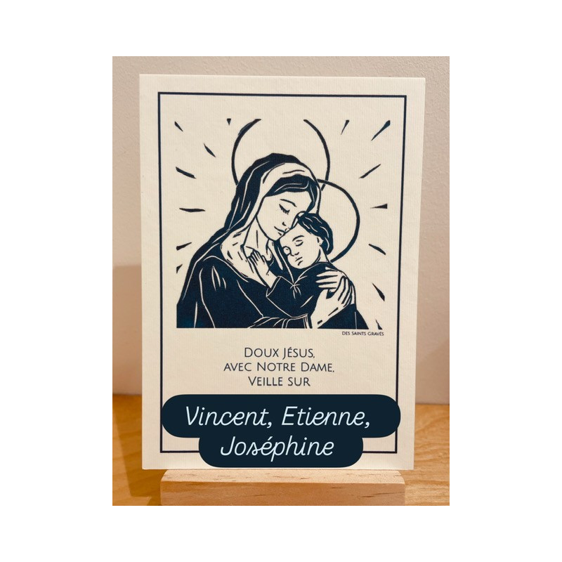 Carte postale Doux Jésus avec Notre Dame à personnaliser, Des Saints Gravés