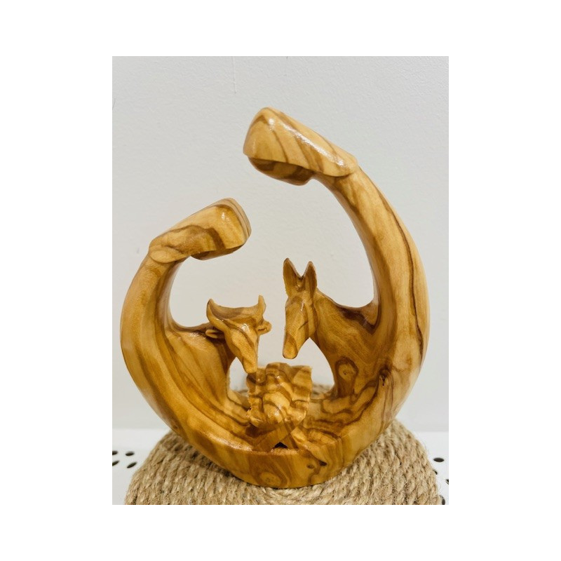 Crèche de Noël en bois d'olivier,  13.5 x10.5 cm, Terre Sainte, Bethléem
