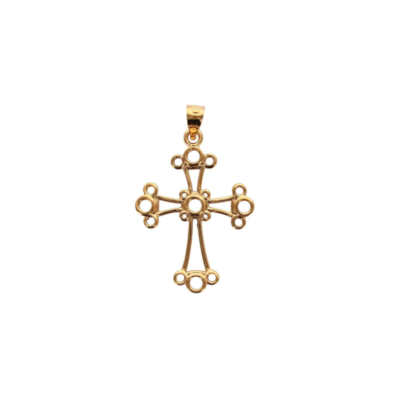 Pendentif Croix Chaldéenne, plaqué or, 2 cm de hauteur