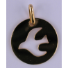 Pendentif médaille colombe, plaqué or, 1.4 cm de diamètre, Partant