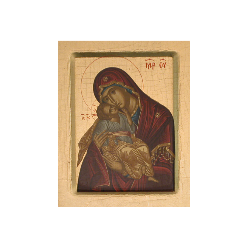 Icone de la Vierge Glikofiloussa, 10 x 12,5 cm, Partant