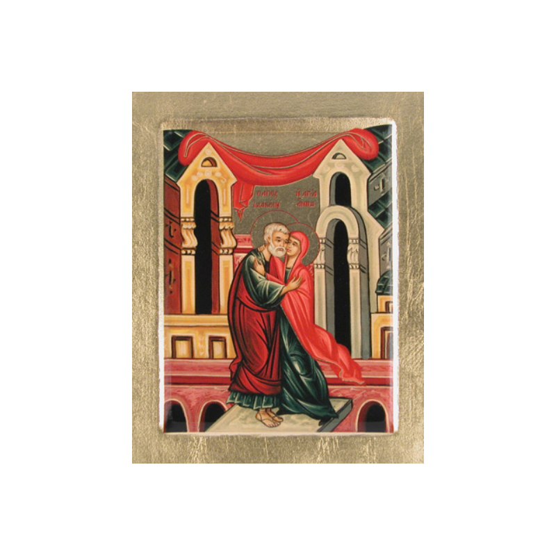 Icône Saints Anne et Joachim , 10 x 12,5 cm Partant