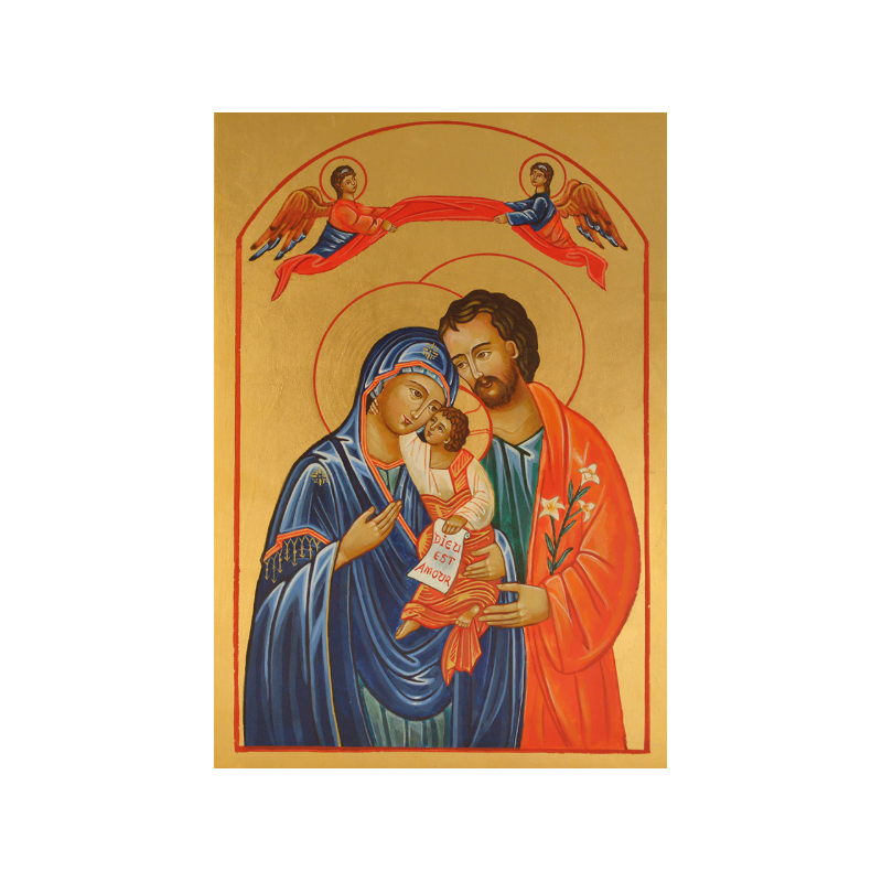 Icône La Sainte Famille, dorée à la feuille,  14,8 x 19 cm, Les Clémences