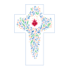 Croix louange, Coeur Sacré, 15x10 cm, La Ronde des Couleurs