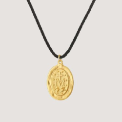 Collier Vierge Miraculeuse, plaqué or, Déo Gratias