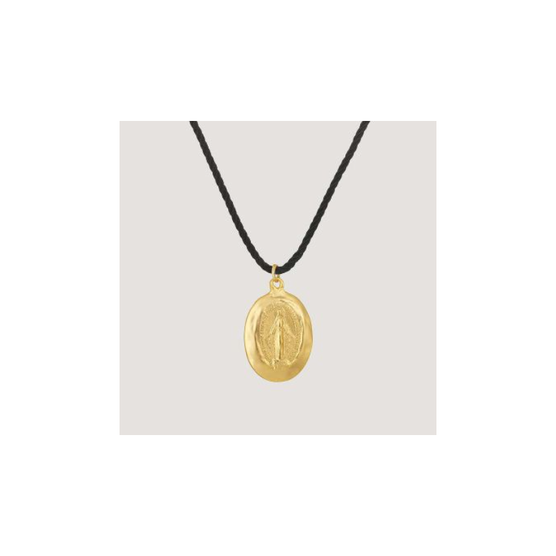 Collier Vierge Miraculeuse, plaqué or, Déo Gratias