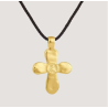 Croix Jésus au Coeur, cordon marron foncé, Déo Gratias