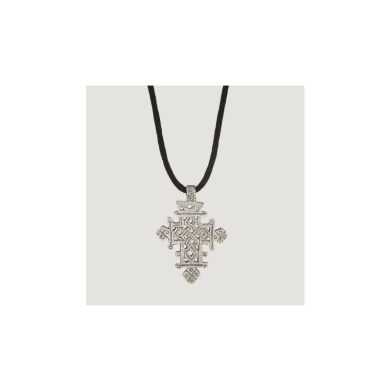 Croix Copte, plaqué argent, Déo Gratias