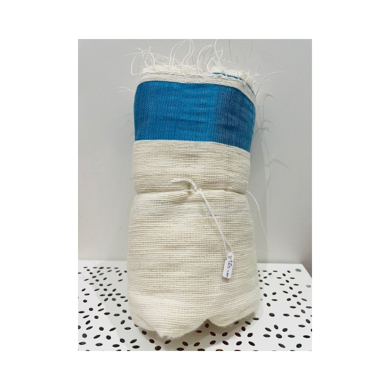Echarpe bleu Azur, coton tissé à la main, 180 cm, Voluntas Dei, Ethiopie