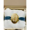 Bracelet médaille miraculeuse, bracelet bleu, plaqué or, Deo Gratias