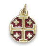 Pendentif d'art, Croix de Jérusalem rouge en bronze émaillé, 2 cm, les Tailleurs d'Images
