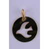 Pendentif médaille colombe, plaqué or, 1.4 cm