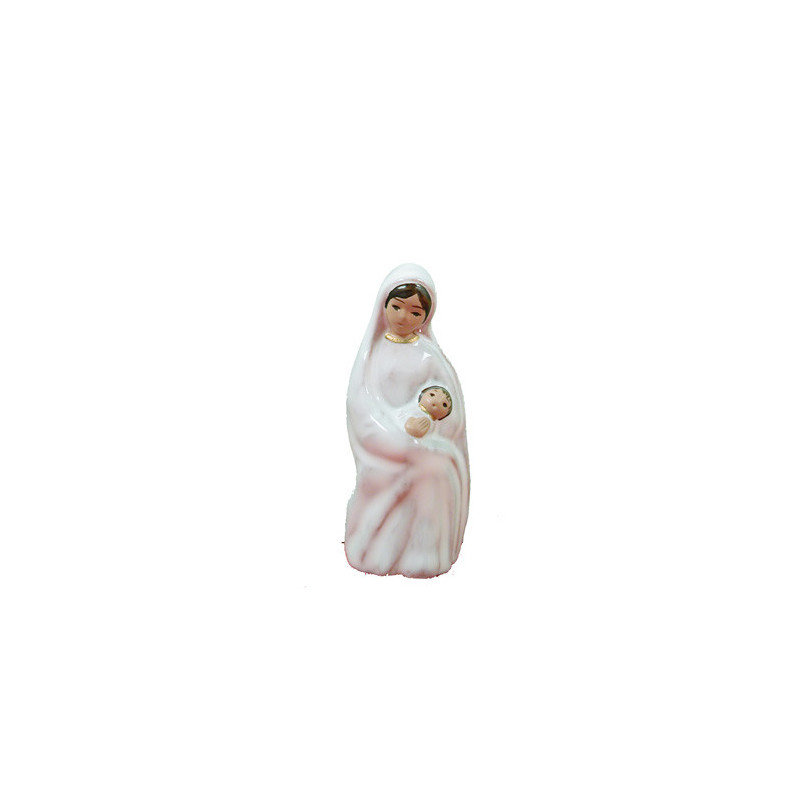 Statue Vierge à l'enfant en émail blanc 9 cm, Santons Grataloup