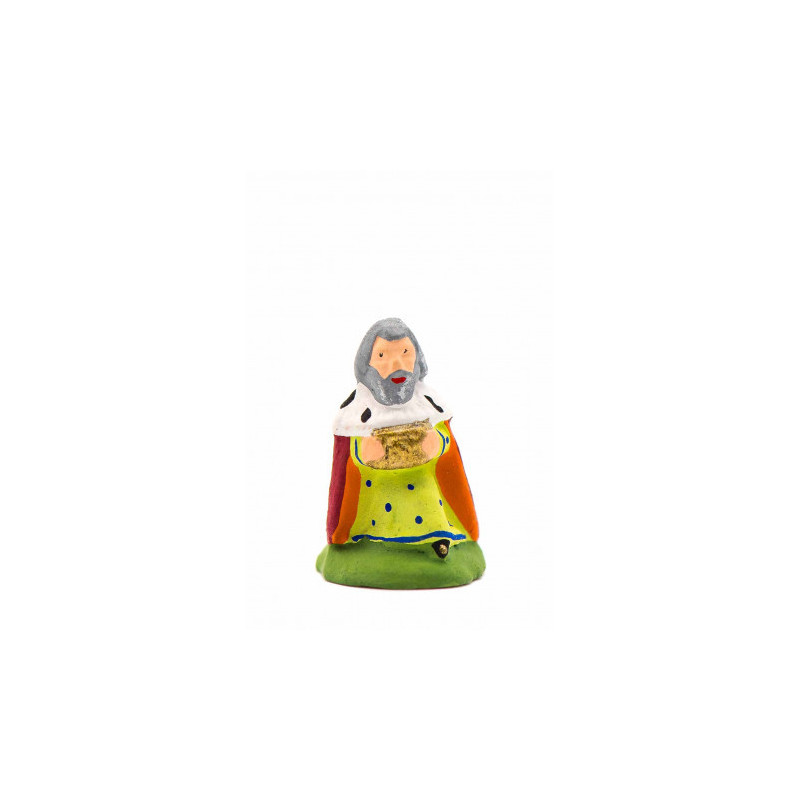 Santon Carbonel, puce (2,5 cm), Roi Mage à genoux  Gaspard