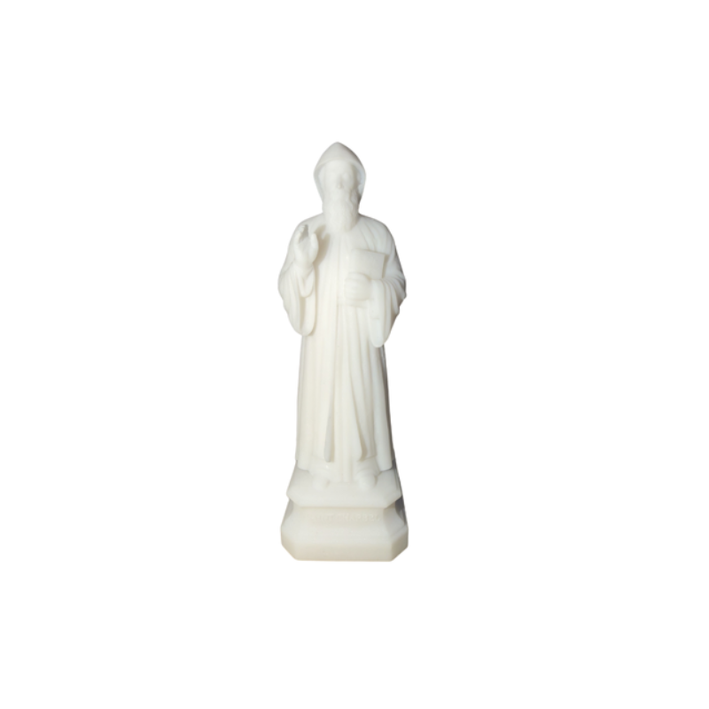 Statue Saint Charbel en albâtre blanc, 11,5cm