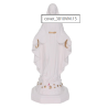 Statue Vierge Miraculeuse en résine et poudre de marbre blanche avec filet doré, 15 cm