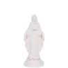 Statue Vierge Miraculeuse en résine et poudre de marbre blanche avec filet doré, 12 cm