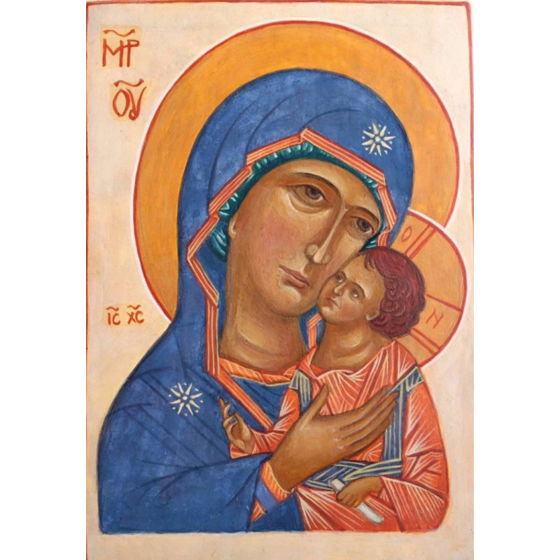 Vierge de tendresse du Métropolite Pierre, icône écrite à la Main, Violaine Vaganay